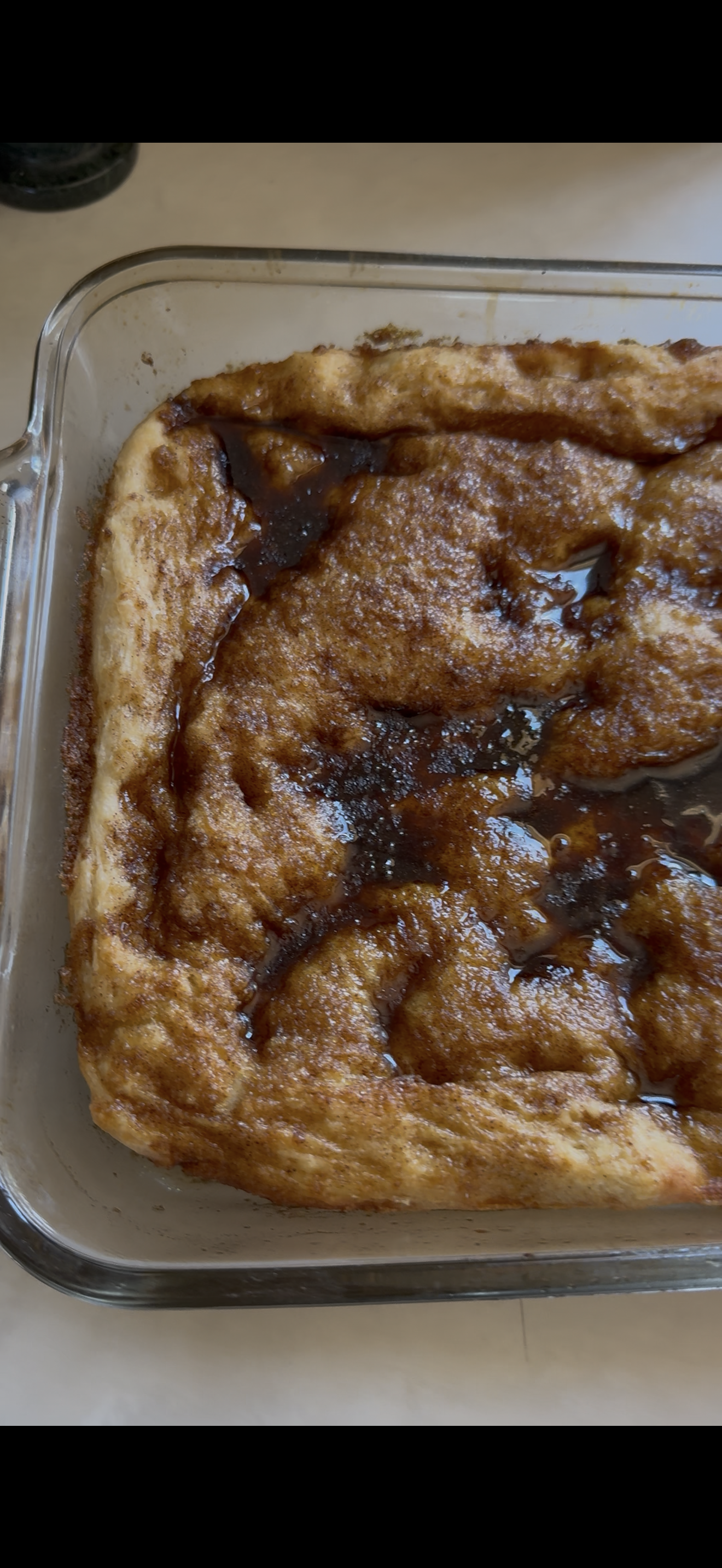 Cinnamon roll focaccia with caramelized sugar topping