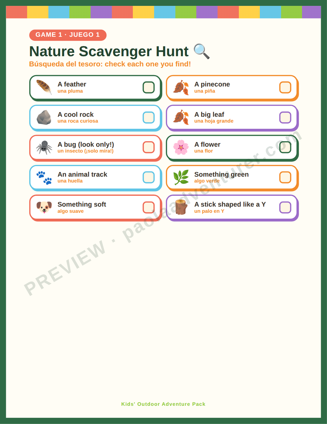 Kids activity sample page