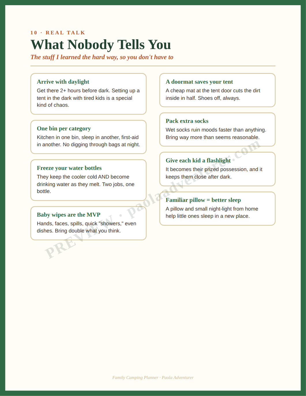 Planner sample page